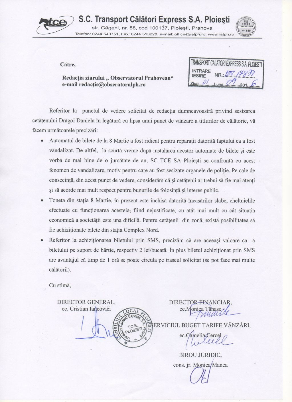 adresa tce bilete