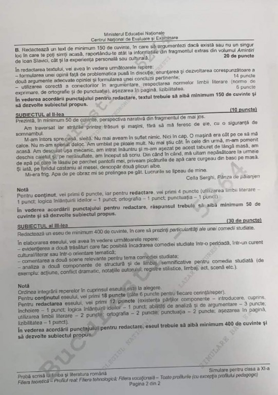 Ce Subiecte Au Picat La Simulare Bac Limba RomanÄ 2019 Observatorul Prahovean