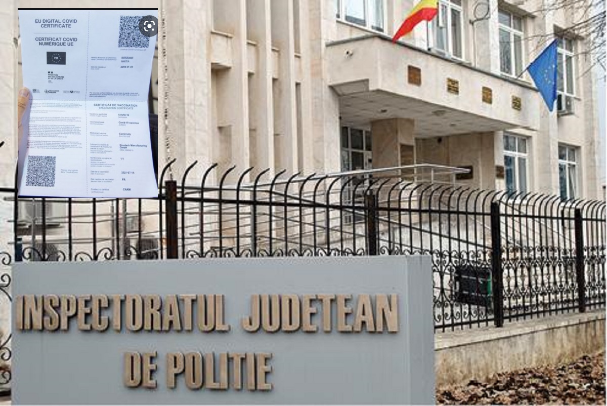 Culmea tupeului. Un tânăr a încercat să intre în sediul Poliției Prahova cu certificatul de vaccinare al altei persoane