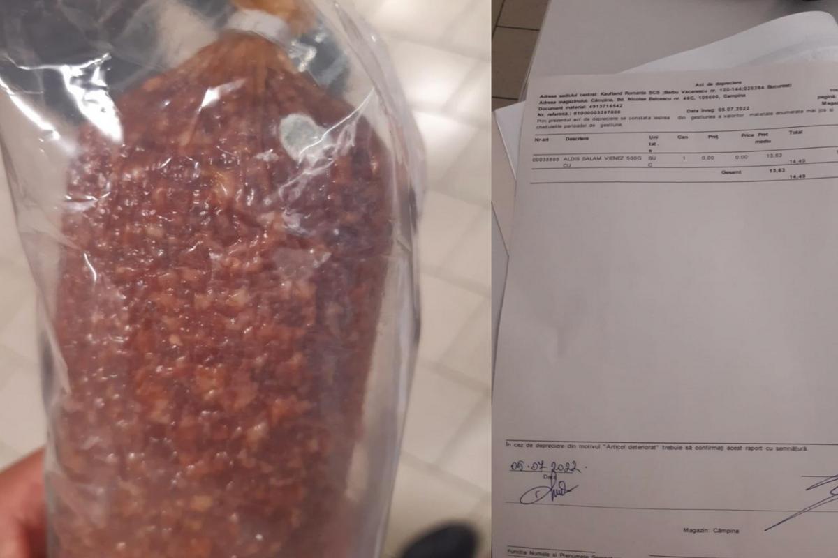 Amendă în valoare de 20.000 lei pentru supermarketul care comercializa salam cu pete de mucegai