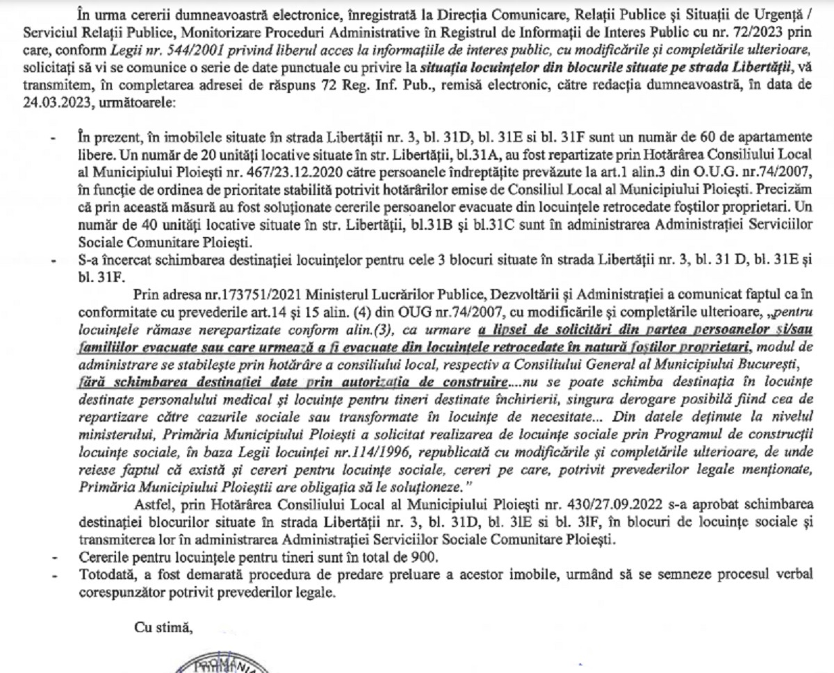 adresa Primăria Ploiesti