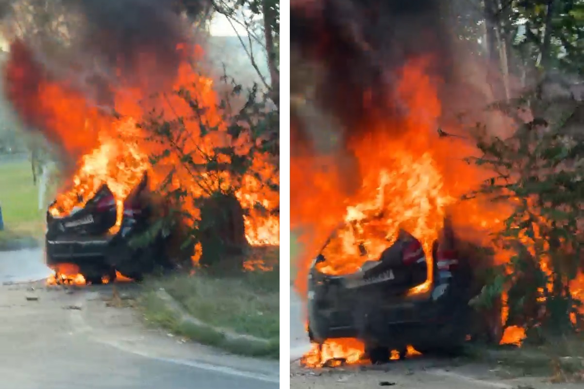 Accident urmat de incendiu pe DN 72, în Ariceștii Rahtivani